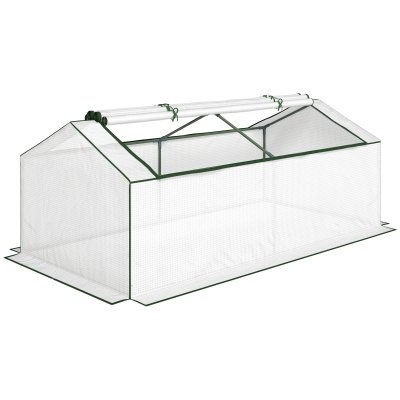 Outsunny Estufa com folha PE de malha para janela, estufa de filme resistente ao inverno, estufa 180 x 90 x 70cm Branco