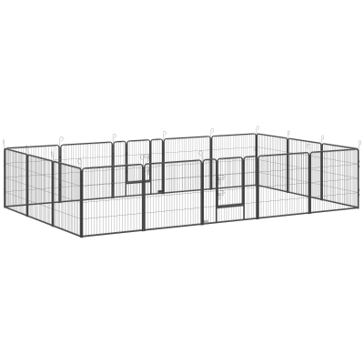 PawHut Heavy Duty Puppy Playpen 16 Panels Grey