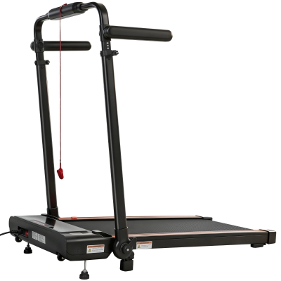 SPORTNOW Cinta de Correr Plegable con Escritorio Extraíble 2.5HP 1-12 KM/H Pantalla LED Manillar y Soporte para Móvil Negro