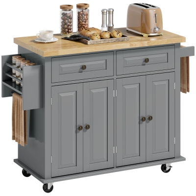Îlot De Cuisine Central Avec Plan De Travail Extensible - Rangement Tiroirs, Étages Réglables - Noir - 136x70x92 Cm
