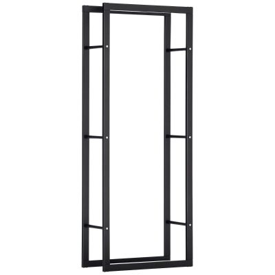 HOMCOM Range-Bûches Métal Noir Int/Ext 60x25x150 cm 100kg
