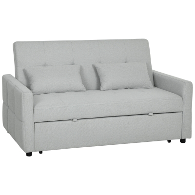 HOMCOM 2-Seater Sofa Bed Light Grey