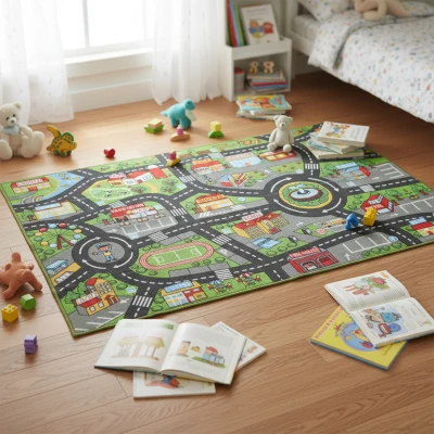 AIYAPLAY Tapis Enfant Route 160x100 cm Antidérapant éducatif