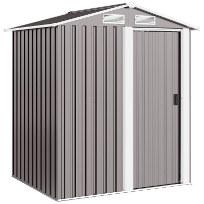 Outsunny Metal Tool Storage Shed Sliding Door Grey 152x132cm