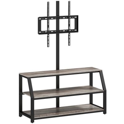 HOMCOM TV-Möbel mit Halterung für Fernseher bis 183 cm, TV-Schrank mit 2 offenen Ablagen, 110x43x150cm, grau