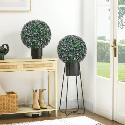 HOMCOM Artificial Boxwood Balls Set of 2 - Purple