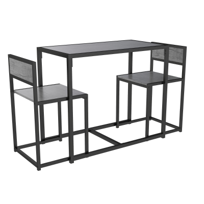 HOMCOM 3 Piece Table Stool Set - Charcoal Grey Wood-Effect