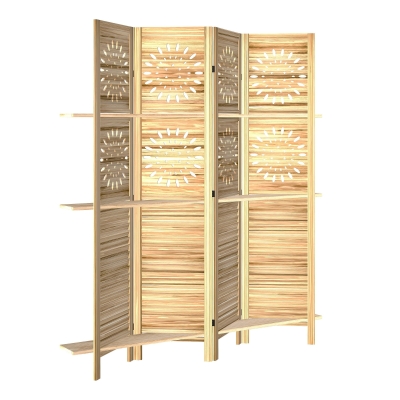 HOMCOM Paravento interno 160x1.8 x170cm Legno naturale