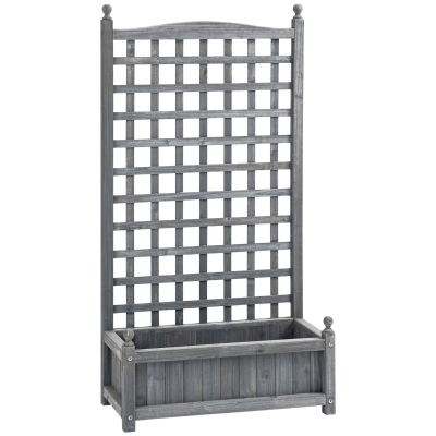 Outsunny Wood Planter with Trellis Grey Outdoor/Indoor