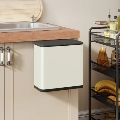 HOMCOM 8L Hanging Kitchen Bin with Lid for Cabinet Door