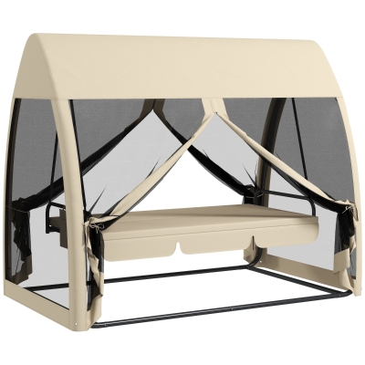 Outsunny Balancelle 3 Places Extérieur Convertible Beige