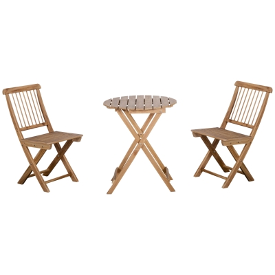 Outsunny Bistro-Set Balkon-Set Balkontisch mit Stühlen, Massivholz, wetterbeständig, 60 cm x 60 cm x 74 cm, Braun