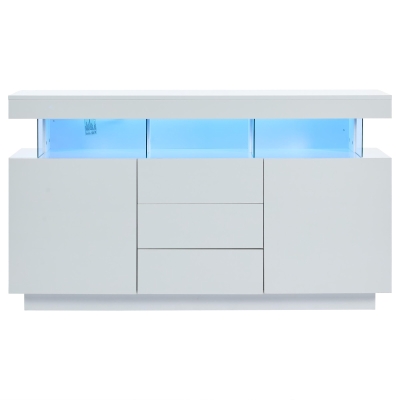 High-gloss Storage Cabinet with App-Controlled LED Lighting, White