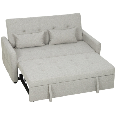 HOMCOM Canapé Convertible 2 Places Gris avec Lit Gigogne