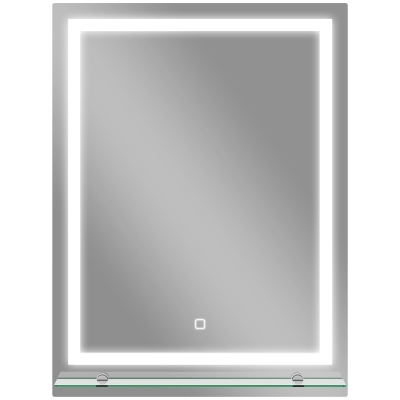 kleankin Espelho de Casa de Banho com Luzes LED 60x80 cm 3 Cores de Luz Brilho Ajustável Prateleira de Vidro Função de Memória Prata