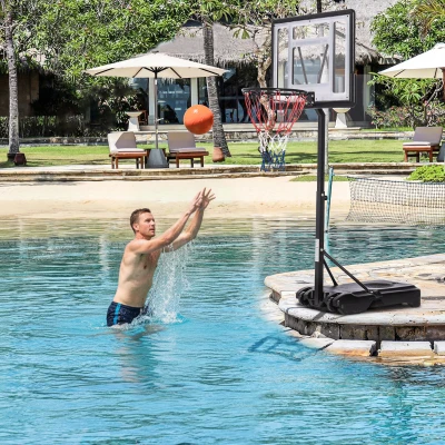 Panier Basket HOMCOM Extérieur Piscine Réglable Noir Blanc