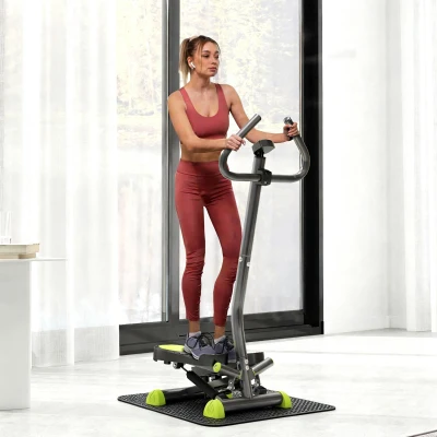 HOMCOM Stepper Fitness Résistance Réglable Acier Gris/Vert