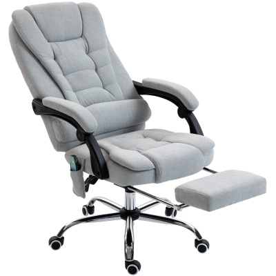 Vinsetto Sillón de oficina con masaje y calefacción, silla de oficina, altura regulable, respaldo reclinable, 65x70x111-119cm, gris