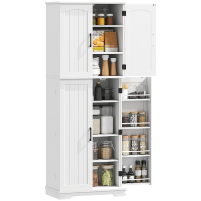HOMCOM Buffet Haut Cuisine 4 Portes 10 Niches 60x35x162cm Blanc