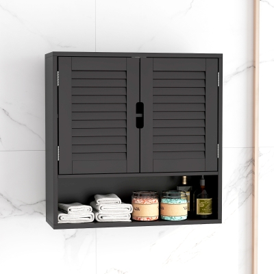 HOMCOM Bathroom Cabinet, Wall Mounted Storage Cabinet with Adjustable Shelves, 60 x 20 x 60 cm, Black