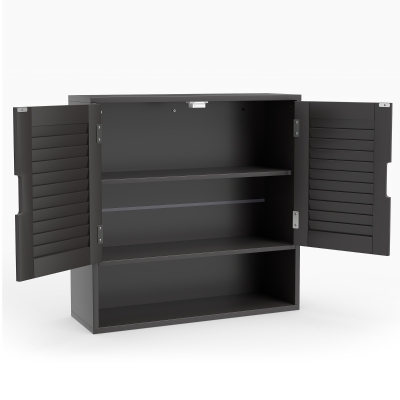 HOMCOM Bathroom Cabinet, Wall Mounted Storage Cabinet with Adjustable Shelves, 60 x 20 x 60 cm, Black