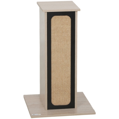 PawHut Cat Scratching Post with Perch Sisal Mat Oak 63cm