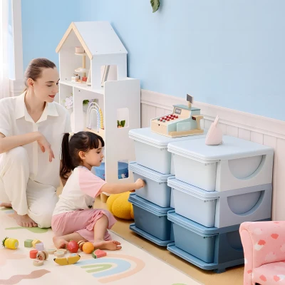 HOMCOM Kids Storage Unit with 6 Drawers Blue