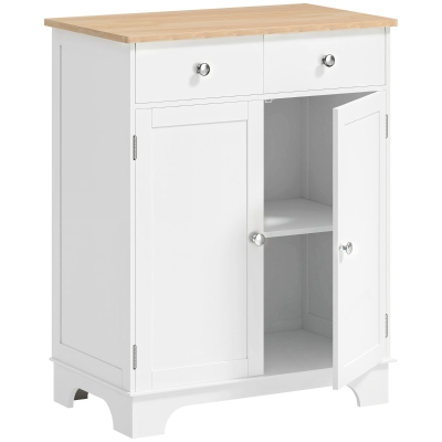 HOMCOM Credenza Bassa con Armadietto 2 Ante 2 Cassetti Bianco