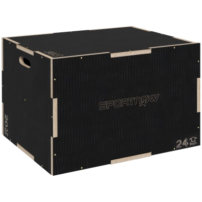 SPORTNOW Plyo-Box/Sprungbox, robust, 61 x 51 x 41 cm, Schwarz, Griff 10x3,5 cm, bis 120 kg