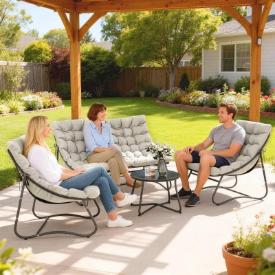 Garden Sofa Set 122W x 87D x 85H cm Light Grey