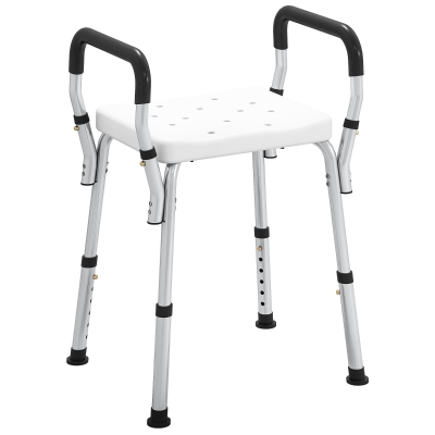 HOMCOM Tabouret Douche Handicapés Hauteur Réglable Blanc