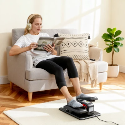 SPORTNOW Elektrischer Ellipsentrainer, Pedalgerät mit 12 anpassbaren Geschwindigkeiten, tragbar, leicht, Fernbedienung, LED-Monitor, Stahl, Kunststoff, Schwarz