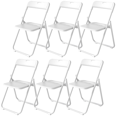 HOMCOM Lot 6 Chaises Pliantes Plastique Acier Blanc 48,5x47x75cm