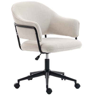 HOMCOM Chaise Bureau Ergonomique Pivotante Hauteur Réglable Crème