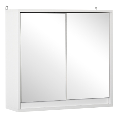 HOMCOM Badezimmerschrank, Spiegelschrank mit 2 Spiegeln, 2 Regale, 48 cm x 14,5 cm x 45 cm, Weiß