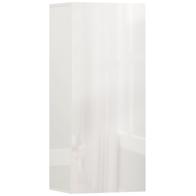 HOMCOM Armario de Pared para Baño con 2 Estantes de Vidrio Regulables y Puerta sin Tirador, Blanco Brillante