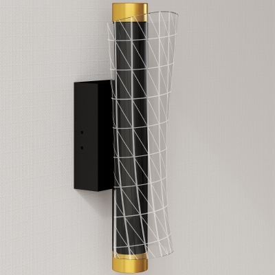 HOMCOM Wandleuchte Innen Wandlampe mit LED Lichte, Gitterdesign, Dimmbar Nachttischlampe Metall, Schwarz