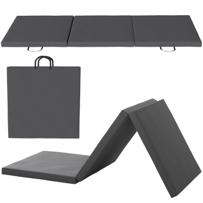 HOMCOM Tapis Gym Pliable 180x60x5cm Synthétique Gris
