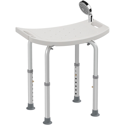 HOMCOM Tabouret Douche Réglable Antidérapant Blanc 136Kg