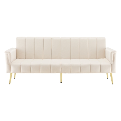 Canapé‑lit pliable moderne avec dossier et accoudoirs réglables, Beige