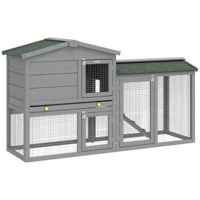 PawHut Conigliera da esterno 150x45x85 cm Grigio