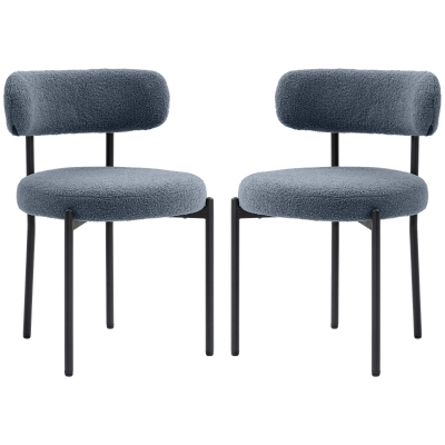 HOMCOM Lot de 2 Chaises Salle à Manger Tissu Gris Acier