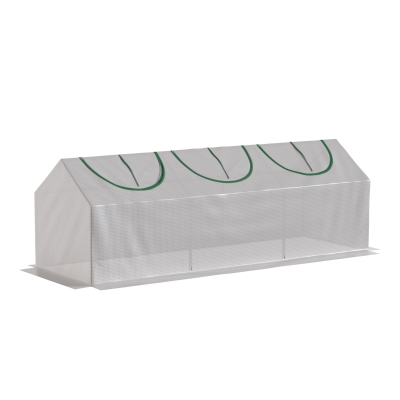 Outsunny Invernadero de jardín mini invernadero 3 ventanas enrollables cubierta en PE de alta densidad 140 g/m² 180 x 60 x 60 cm blanco