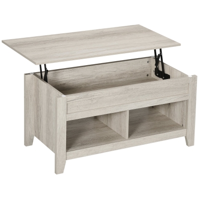 HOMCOM Table Basse Relevable Chêne avec Rangement 105x50x49-62,5 cm