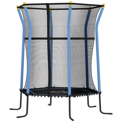 HOMCOM Trampoline Enfant Ø1,63m Filet Sécurité Bleu Noir