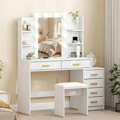 HOMCOM Tavolo da trucco 120cm x 40cm x 140cm Bianco