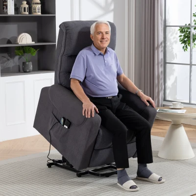 HOMCOM Poltrona Levanta Pessoas com Reclinação Elétrica em até 135° e com 8 Zonas de Massagem 83x92x110 cm Cinza