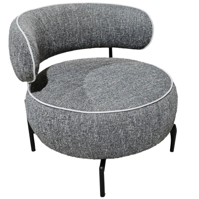 HOMCOM Poltrona de Sala com Assento Rotativo Revestida em Tecido Linho Assento Amplo Acolchoado Espesso Pés de Metal Cinzento Escuro