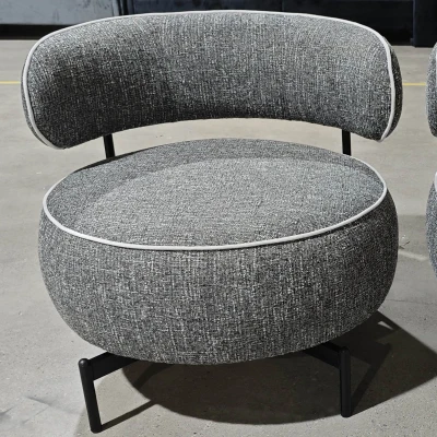 HOMCOM Poltrona de Sala com Assento Rotativo Revestida em Tecido Linho Assento Amplo Acolchoado Espesso Pés de Metal Cinzento Escuro