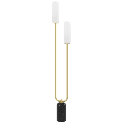 HOMCOM Lampada da Terra a U Moderna con 2 Luci Bianco Nero Oro